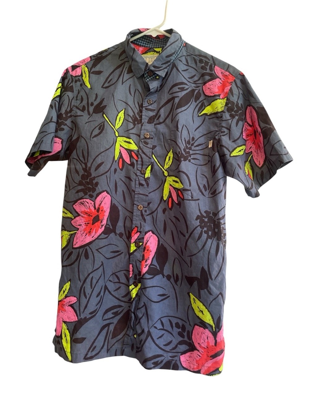 Roberta Oaks Honolulu Hawaii Floral Aloha Shirt Large Made In USA Retro Mod